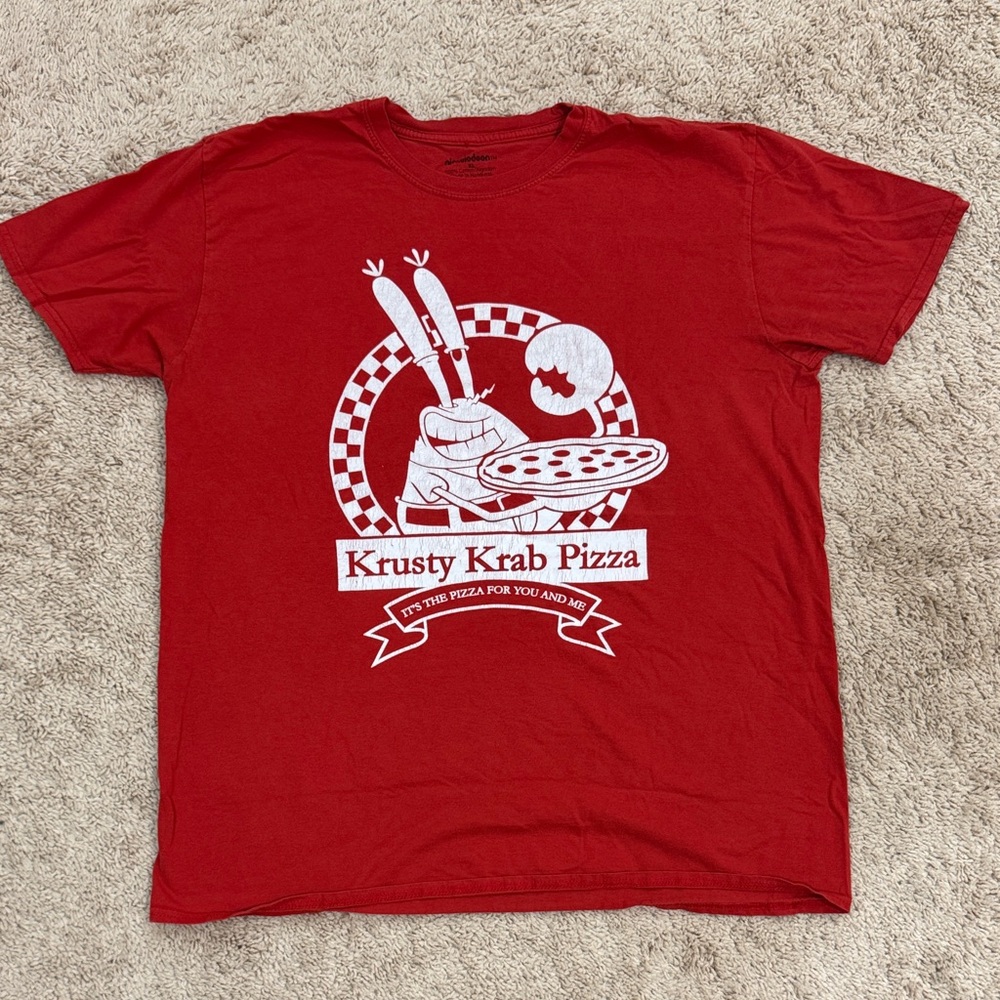 Krusty Krab Pizza Red Cotton T Shirt